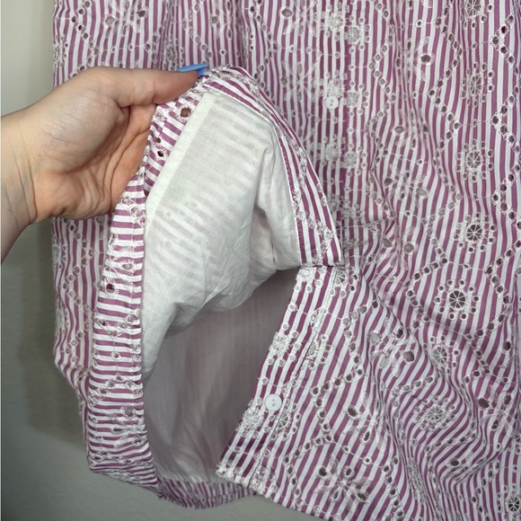 Avara Eyelet Ruffle Sleeve Purple Stripe Dress NWT - Picture 4 of 10